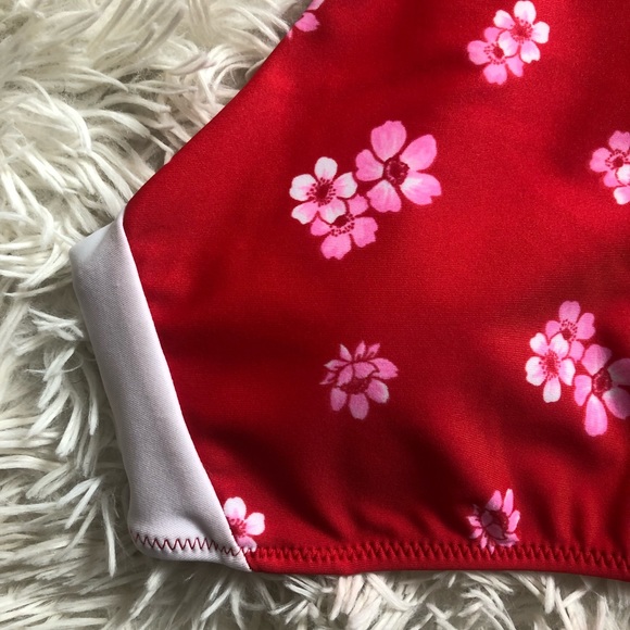 Aerie Floral Crop High Neck Bathing Suit Top NWOT - Picture 3 of 9